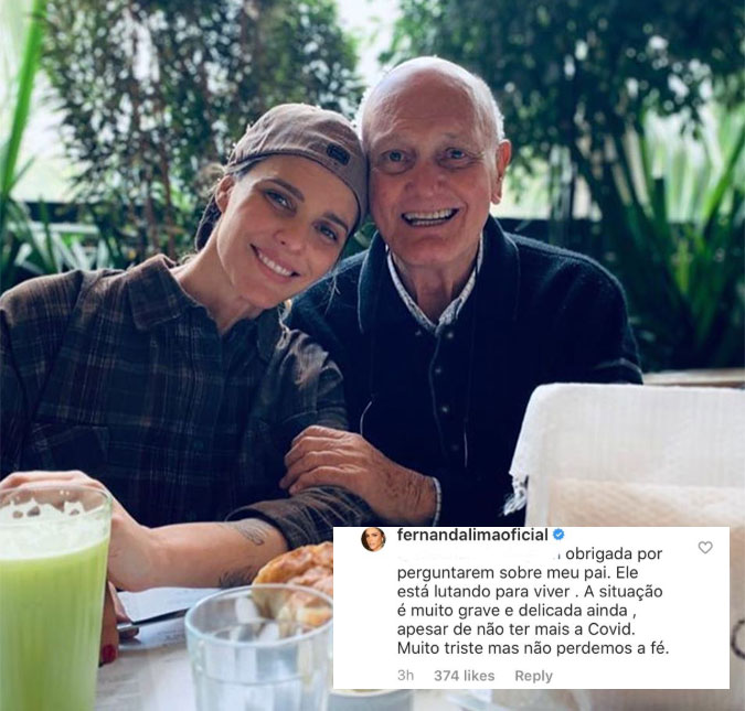 Fernanda Lima fala sobre situação do pai após Covid-19: <i>Ele está lutando para viver</i>