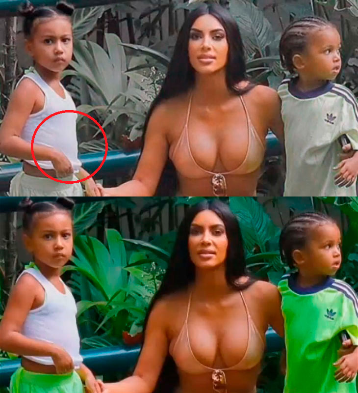 Kim Kardashian é acusada de usar <i>photoshop</i> em foto para deixar a filha, North West, mais magra, veja!