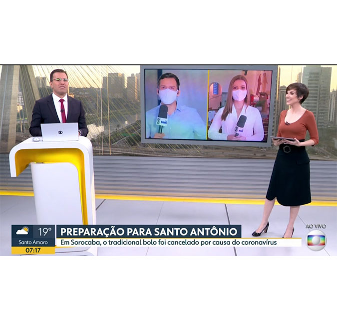 Repórter se declara ao vivo e surpreende Rodrigo Bocardi e Gloria Vanique