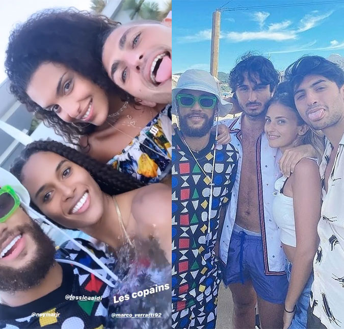 Neymar Jr. curte a cidade de Saint Tropez, na França, ao lado de modelos e companheiro de time