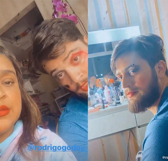 Preta Gil diverte seguidores ao mostrar neta maquiando seu marido, Rodrigo Godoy