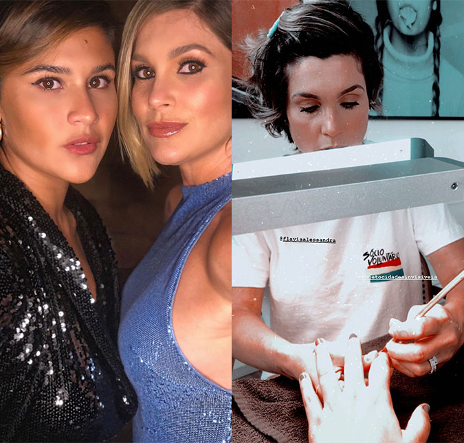 Flávia Alessandra aparece fazendo as unhas de Giulia Costa e diz: <I>Sou boa nisso, viu?</I>
