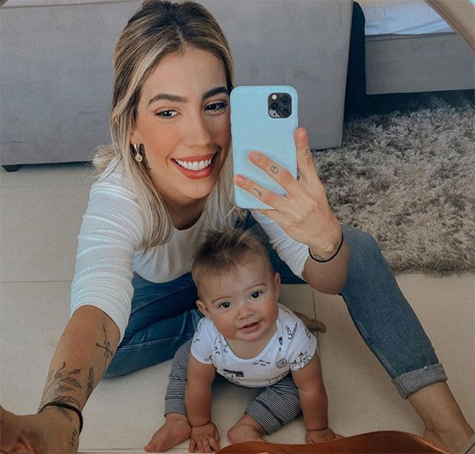 Gabi Brandt pede para Davi chamar pelo papai, Saulo Poncio, mas ele responde <I>mamãe</I> e ela brinca: <I>Príncipe do deboche</I>