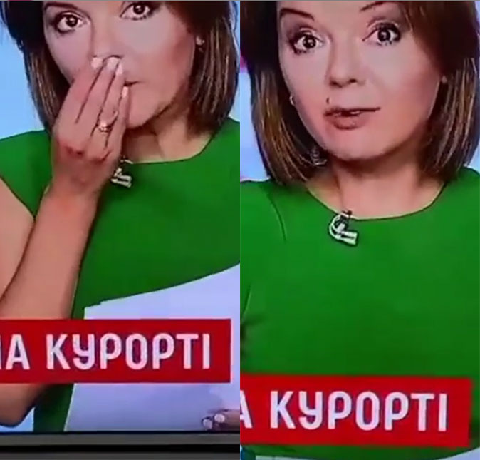 Jornalista ucraniana perde dente durante programa ao vivo; assista!