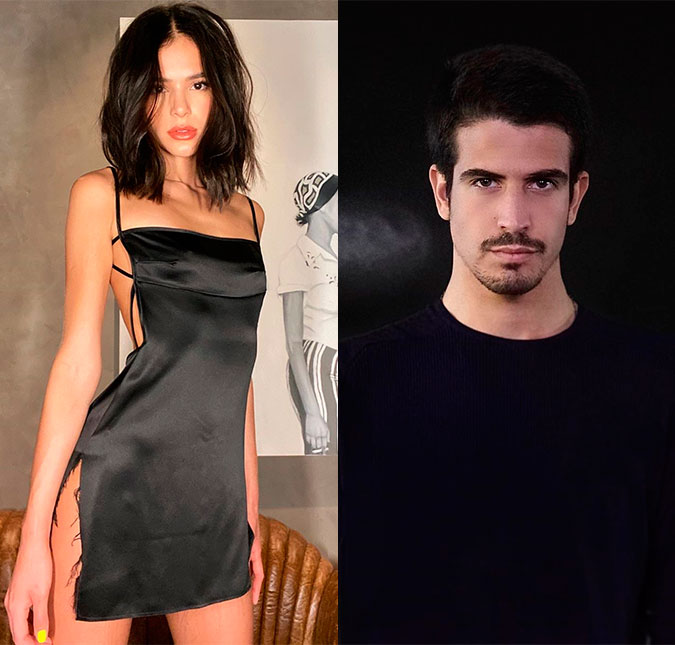 Após Bruna Marquezine postar fotos sensualizando em um vestido preto, Enzo Celulari brinca: <i>Bonito esse quadro atrás</i>