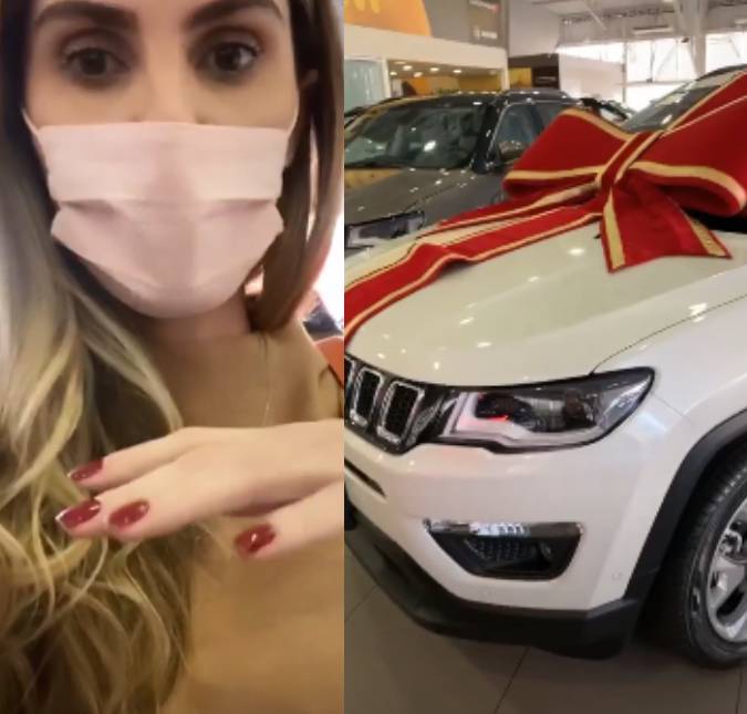 Bárbara Evans ganha carro de pelo menos 120 mil reais do marido: <I>- Não sei como vou dirigir até em casa tremendo tanto</i>
