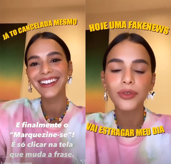Bruna Marquezine lança filtros no <i>Instagram</i> e brinca: <i>- Já estou cancelada mesmo, um clássico!</i>