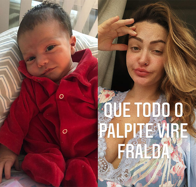 Laura Keller rebate críticas após publicar foto do filho no <I>Instagram</I>: <I>Que todo o palpite vire fralda</I>
