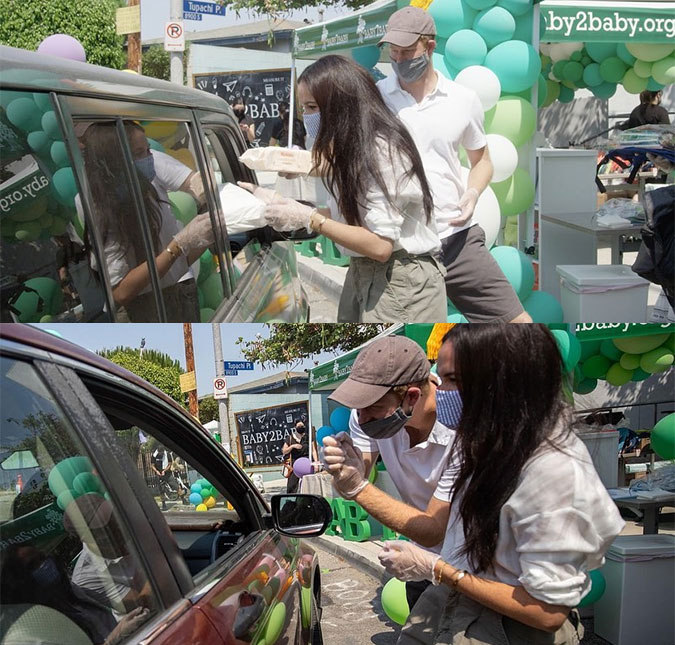 Meghan Markle e príncipe Harry ajudam a distribuir alimentos e itens básicos a famílias de Los Angeles; confira!