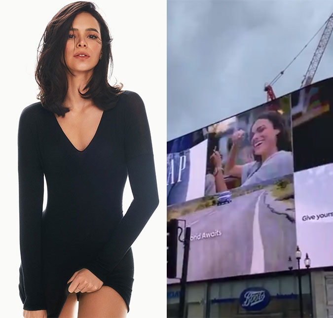 Comercial com Bruna Marquezine é exibido em importante telão de Londres e fãs comemoram: <I>De Duque de Caxias para o mundo</I>