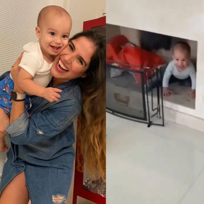 Camilla Camargo encontra filho na lareira e diverte seguidores: <I>Não posso piscar</i>