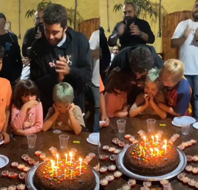 No Brasil, Pedro Scooby celebra novamente aniversário dos filhos gêmeos em churrasco com amigos e <i>show</i> de Luka!