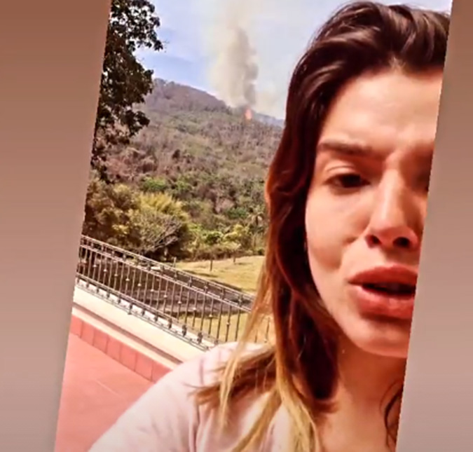 Giovanna Lancellotti chora ao ver incêndio perto de fazenda da família: <i>- Estou quase pegando uma mangueira</i>