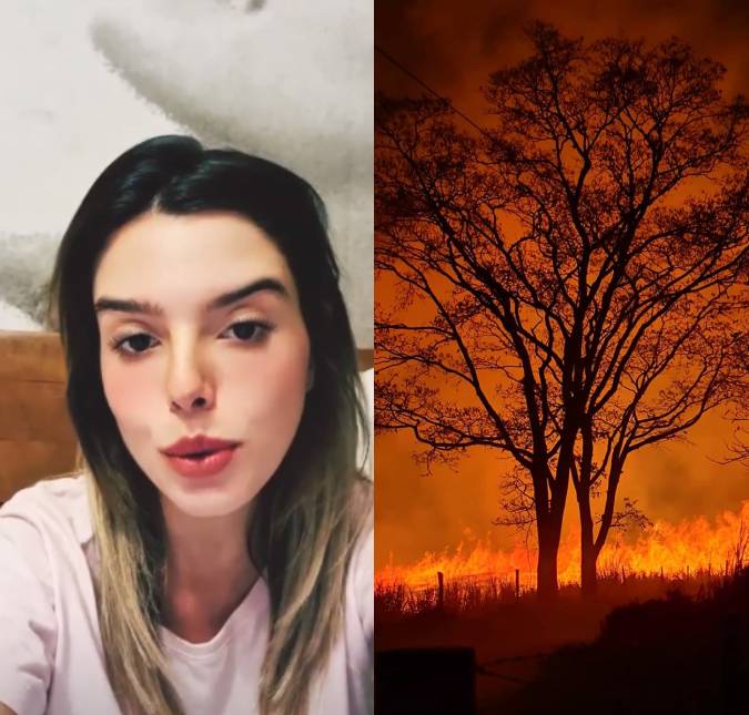 Giovanna Lancellotti mostra forte incêndio que acontece há dias em sua cidade e ameaça expor pessoa: <i>- Você sabe o tamanho do estrago que você fez</i>