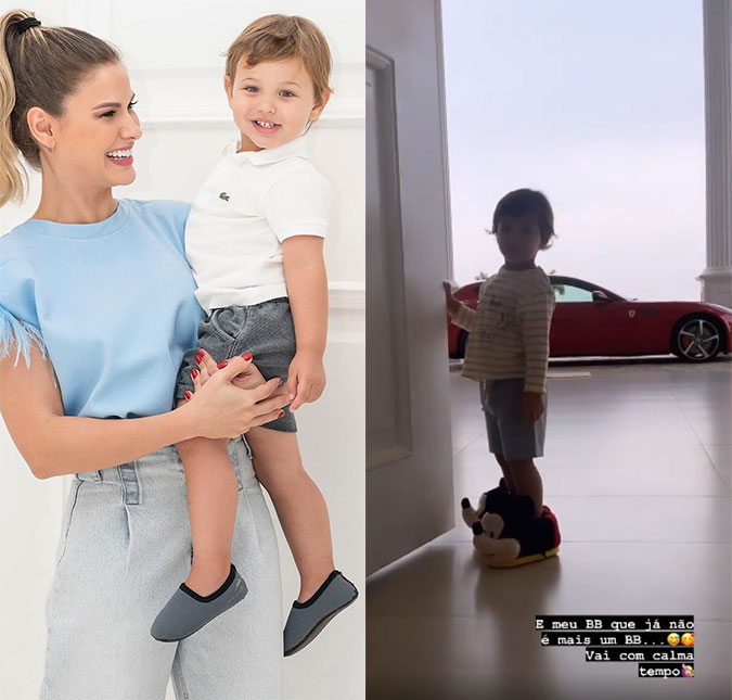 Andressa Suita filma o caçula Samuel, mas <I>Ferrari</I> de 3,2 milhões de reais chama atenção dos internautas