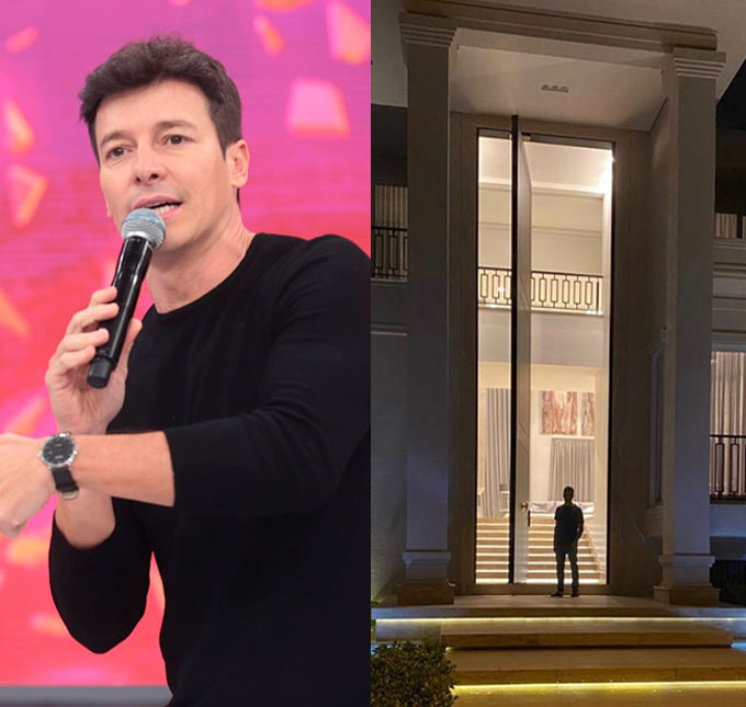 Eita! Rodrigo Faro viraliza na <i>web</i> ao mostrar porta gigante de sua mansão: <i>Se a porta é desse tamanho, imagina o resto</i>