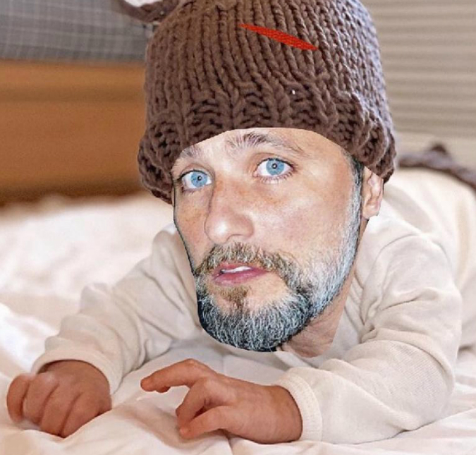Bruno Gagliasso compartilha montagem de seu rosto no corpo de Zyan e fãs brincam: <i>A altura é a mesma!</i>