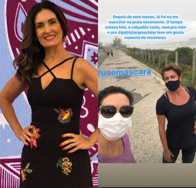 Após sete meses, Fátima Bernardes vai à praia: <i>Gosto especial de recomeço</i>
