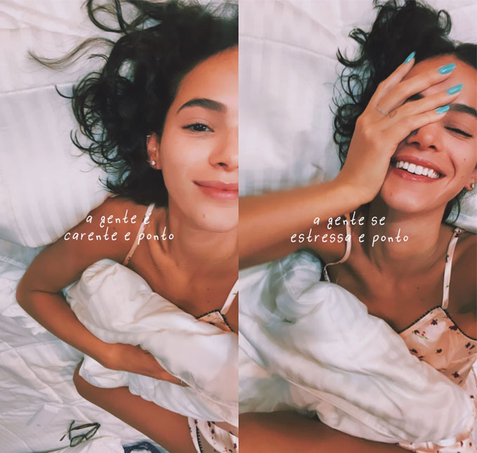 Bruna Marquezine compartilha <i>selfies</i> com filtro inusitado e brinca: <i>Carente e ponto</i>