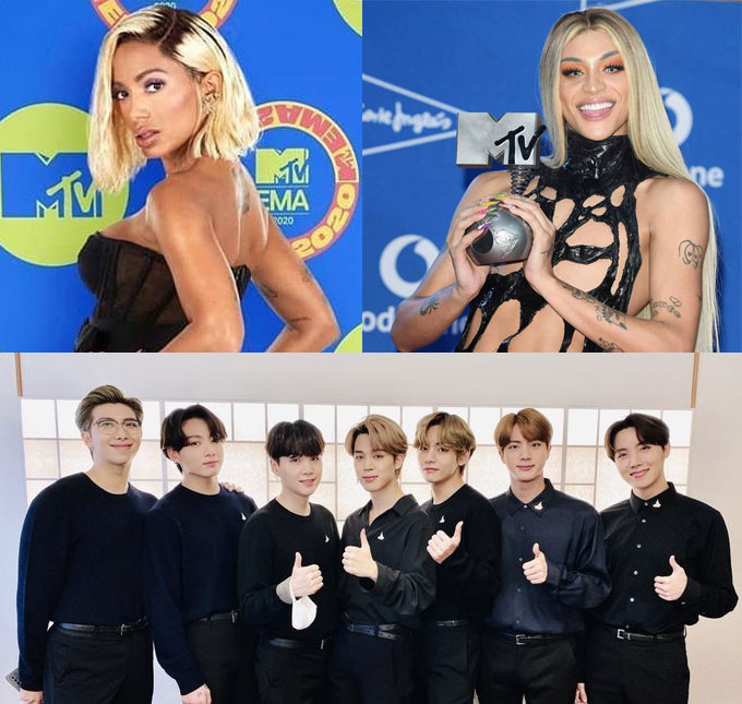 Anitta surpreende com <i>look</i>, Pabllo Vittar leva prêmio, grupo <i>BTS</i> é o vencedor da noite e mais; confira tudo que rolou no <i>EMA 2020</i>!