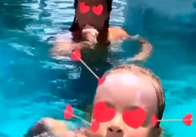 Ivete Sangalo encanta fãs ao exibir as filhas gêmeas nadando na piscina: <i>Bate a perna!</i>
