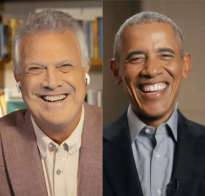Pedro Bial entrevista Barack Obama, ex-presidente dos Estados Unidos, após dizer que tinha o <I>sonho</I> de conversar com o político