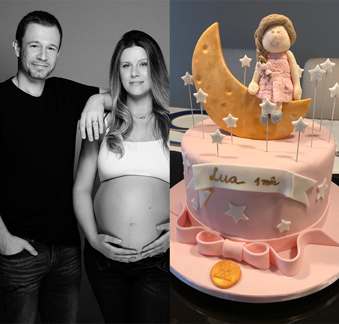 Daiana Garbin e Tiago Leifert celebram um mês de vida da filha e apresentador fala sobre paternidade: <I>- Ainda acordo e choro</I>