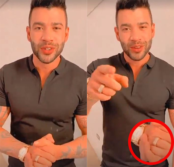 Gusttavo Lima intriga fãs ao aparecer com anel no anelar direito - e internautas apontam curtida do cantor em foto de Andressa Suita: <i>Teremos volta?</i>