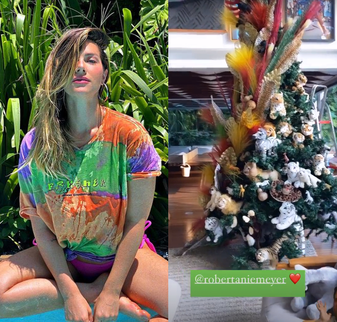 Giovanna Ewbank monta árvore de Natal e mostra que ela é inspirada em safári da África
