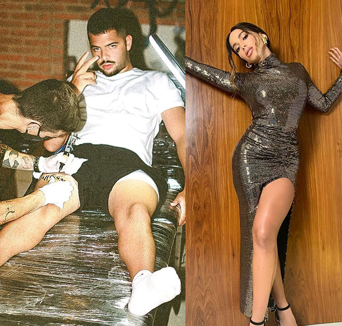 Pedro Sampaio mostra tatuagem com nome <i>verdadeiro</i> de Anitta e ela comenta: <i>Besta</i>