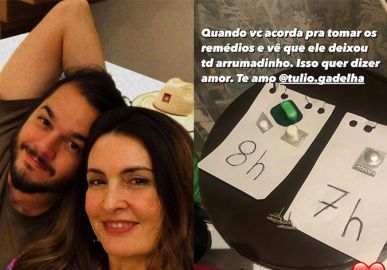 Após cirurgia para retirada de tumor, Fátima Bernardes se comove com gesto de cuidado de Túlio Gadêlha: <I>Isso quer dizer amor</I>