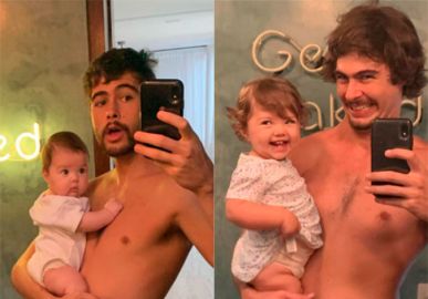 Rafael Vitti posta sequência de fotos mostrando como a filha cresceu e Tatá Werneck comenta; veja
