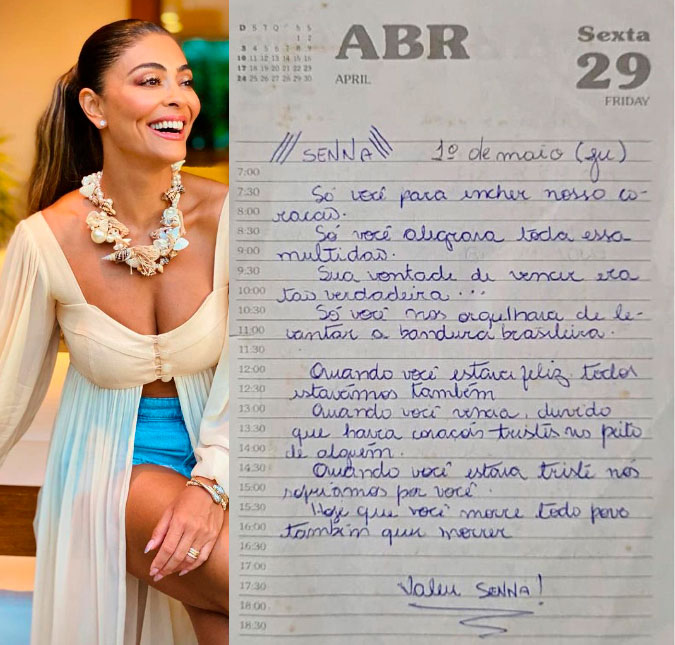 Juliana Paes encontra carta escrita para Ayrton Senna após sua morte