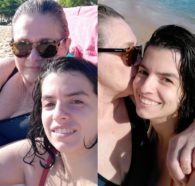 Fafy Siqueira posta foto com a esposa na praia e rebate comentário sobre diferença de 35 anos de idade entre elas
