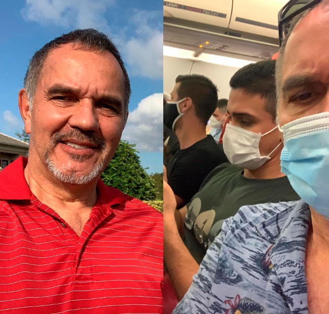 Humberto Martins posta foto em avião lotado e reclama: <i>Onde está o distanciamento social?</i>