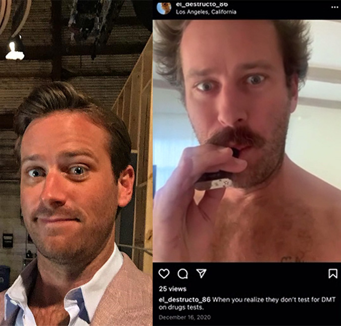 Em suposto perfil secreto, Armie Hammer mostra mulher de roupa íntima e fala sobre uso de drogas