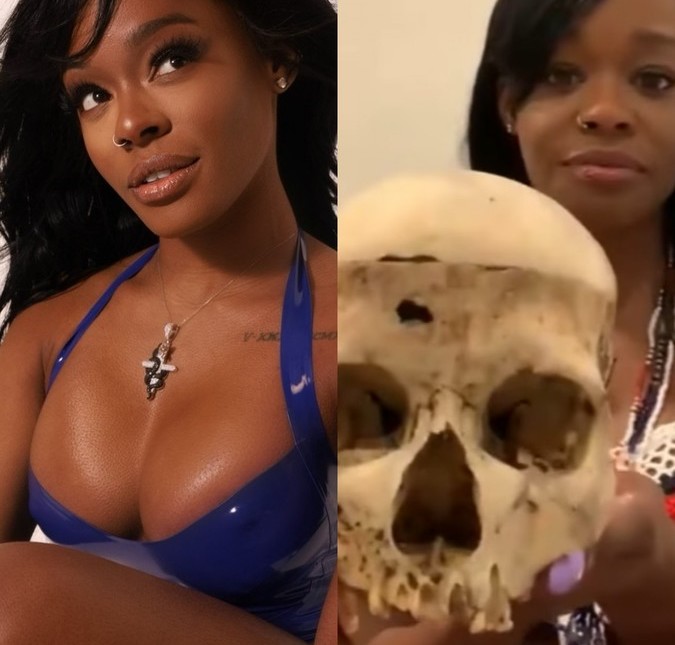 Cantora Azealia Banks exibe crânio de uma criança de seis anos de idade em programa de televisão