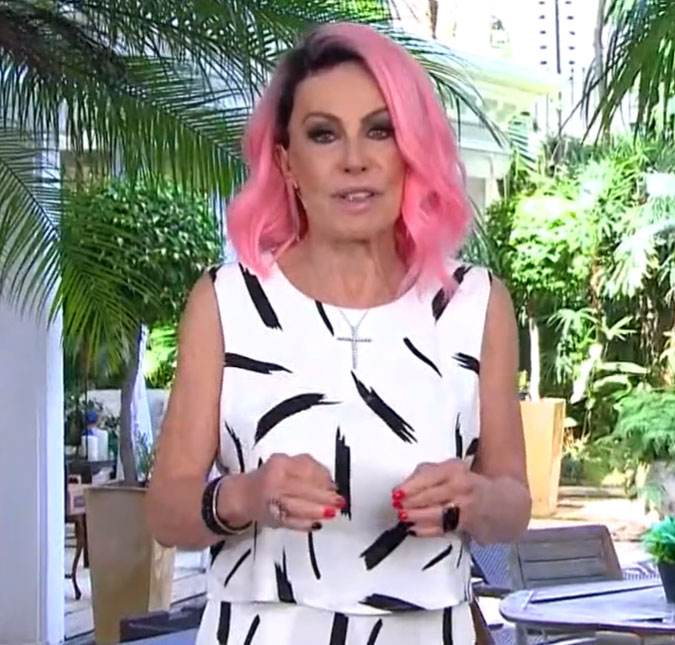 Ana Maria Braga surpreende ao aparecer no <i>Mais Você</i> com os cabelos tingidos de rosa