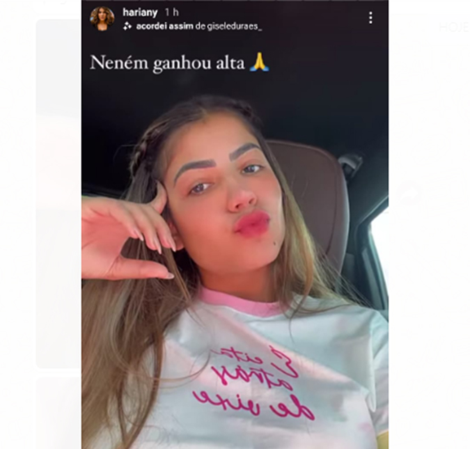 Hariany Almeida tem alta de hospital após cálculo renal