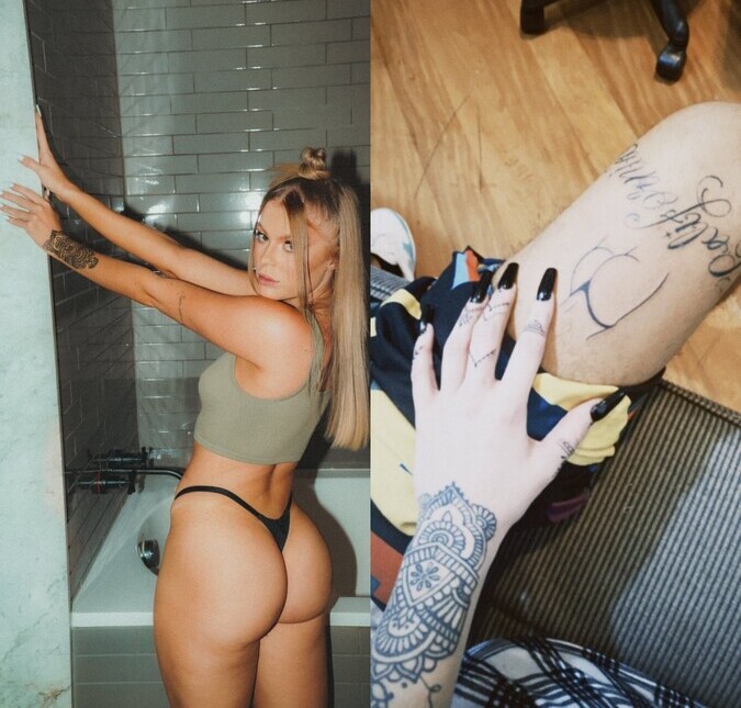 Vitão tatua bumbum de Luisa Sonza na perna e cantora dispara: <i>Obra de arte</i>