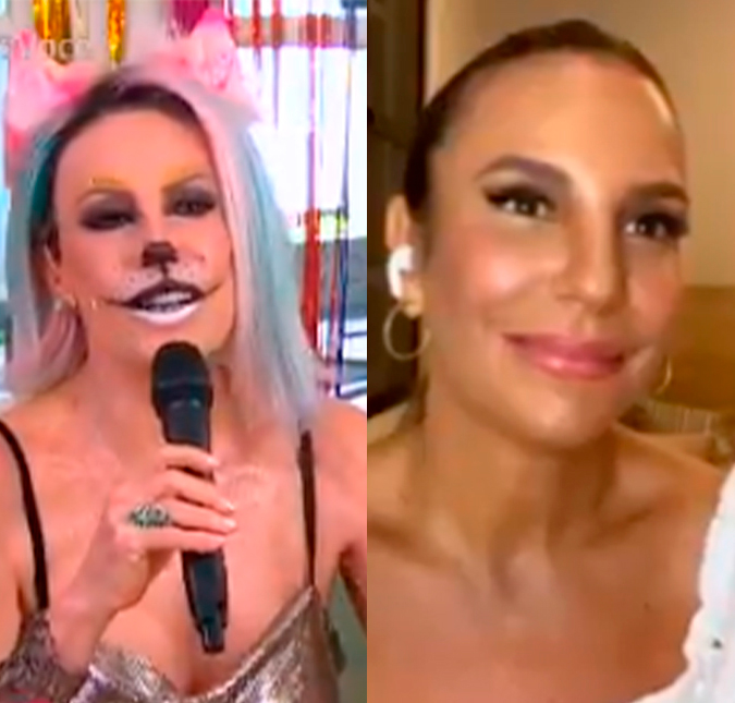 Ivete Sangalo fala no <i>Mais Você</i> sobre <i>live</i> de Carnaval com Claudia Leitte, mas o que rouba a cena é a maquiagem de Ana Maria Braga