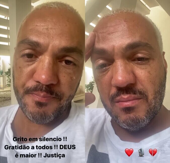 Após ser solto, Belo posta <I>Stories</I> chorando e dispara: <i>Grito em silêncio</i>