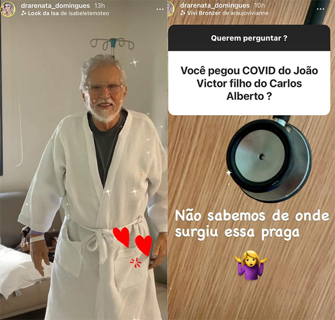 Internado com Covid-19, Carlos Alberto de Nóbrega recebe visita da esposa e recado de Cesar Filho: <i>Daqui a pouquinho os dois estarão em casa</i>