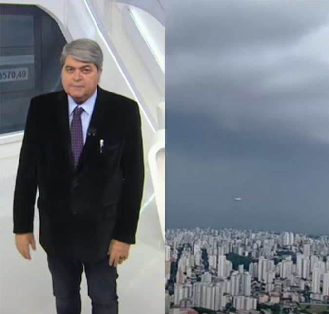 OVNI aparece em transmissão do <I>Brasil Urgente</I> e Datena brinca com o caso: <I>- Será que eu narrei ETs?</I>