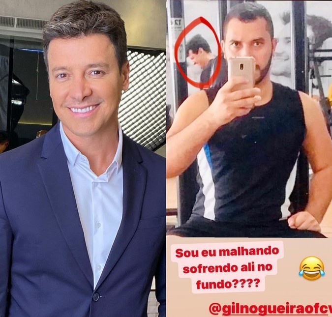 Rodrigo Faro posta nos <I>Stories</I> uma foto de Gilberto, do <i>BBB21</i>, e se questiona: <i>Sou eu malhando sofrendo ali no fundo?</i>