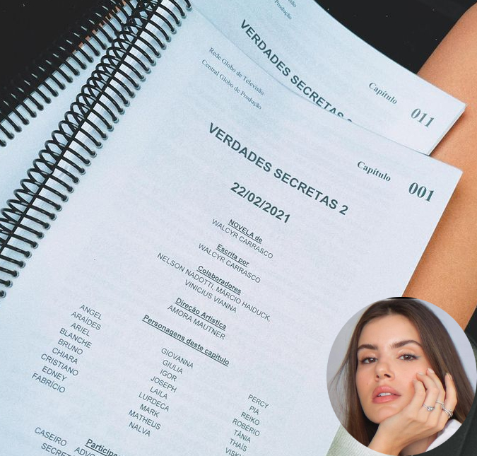 Camila Queiroz compartilha o roteiro de <I>Verdades Secretas 2</i> nas redes sociais, saiba mais!