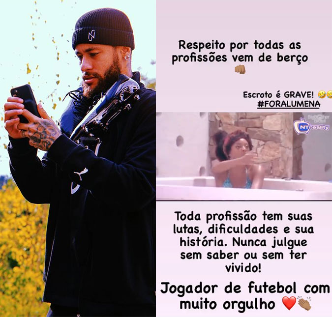 Neymar Jr. critica atitude de Arthur e compartilha vídeo de Lumena falando mal de jogadores de futebol: <I>Vai militar lá na casa do chapéu</I>