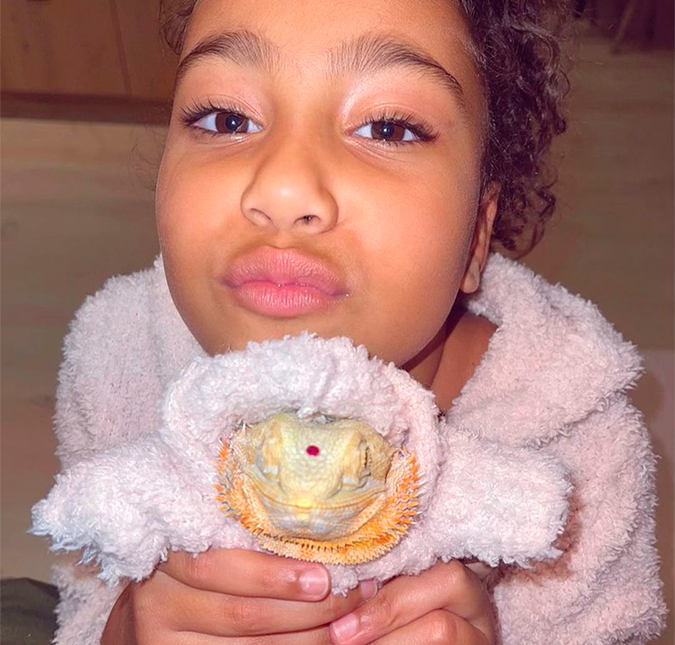 Kim Kardashian posta foto da filha North West com lagarto de estimação: <i>O mais novo membro da nossa família</i>