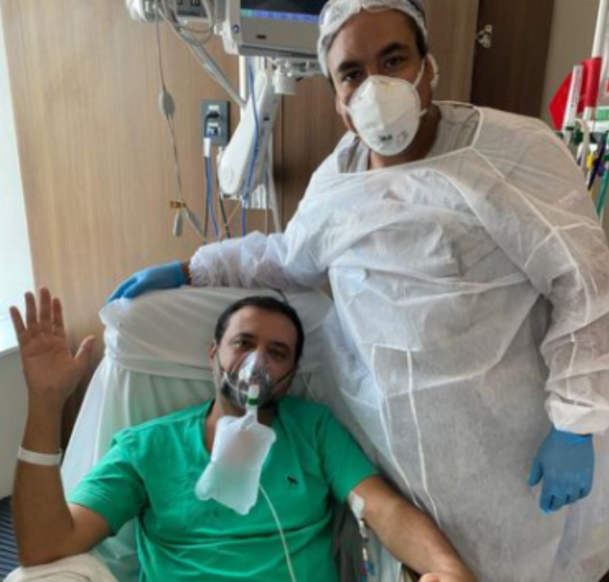 Internado com a Covid-19, Geraldo Luís comemora primeiro banho fora da cama