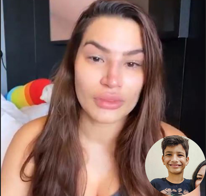 Chorando, Raissa Barbosa revela que não mora com o filho por conta das ameaças do ex: <i>- Me batia, me espancava e pedia desculpa</i>